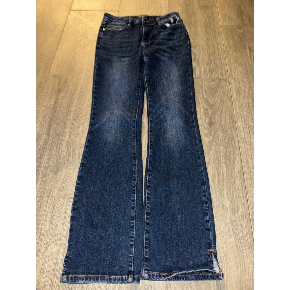 Judy Blue Slim Bootcut Jeans Dark Wash Distressed Size 7/28 Mid Rise Denim